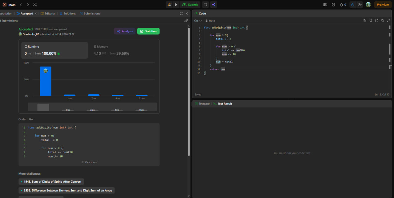 Math solution in Go
