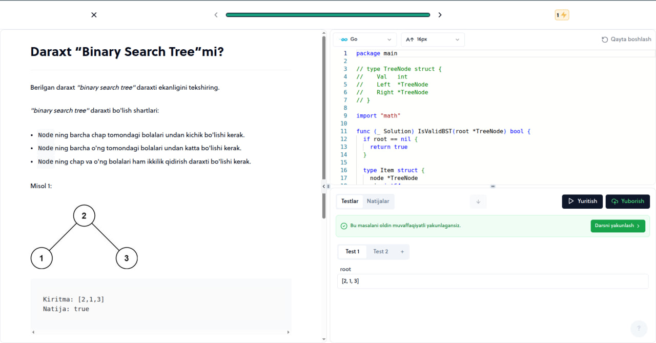 Daraxt “Binary Search Tree”mi?